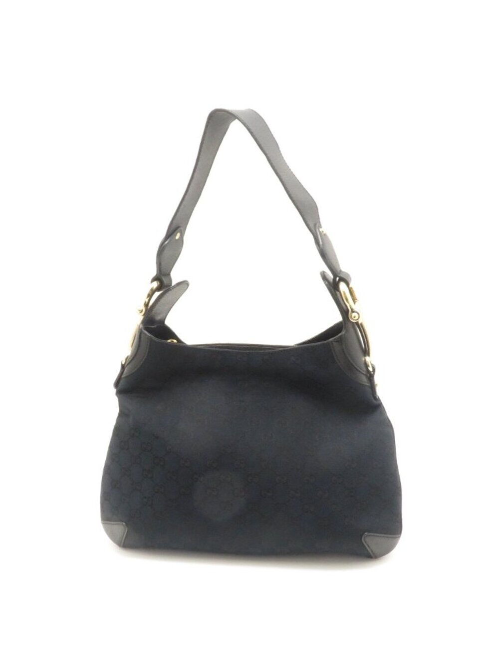 Gucci GG Black Canvas Leather Handbag